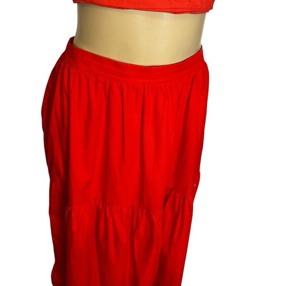 O.P.T Two Piece Set sleeveless crop tube top tiered swing maxi skirt large - Picture 3 of 7
